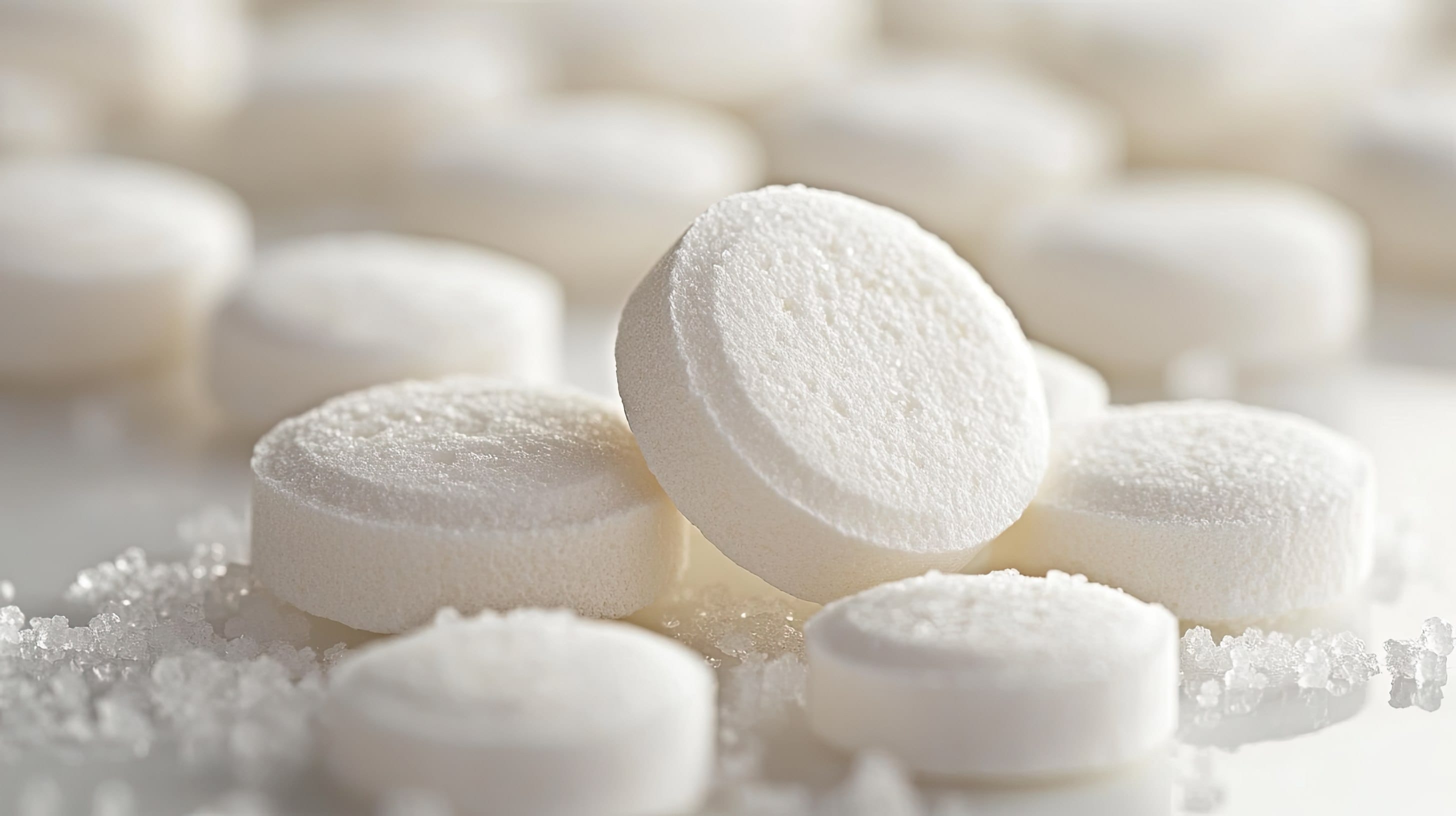 A pile of salt pellets for a water softener.
